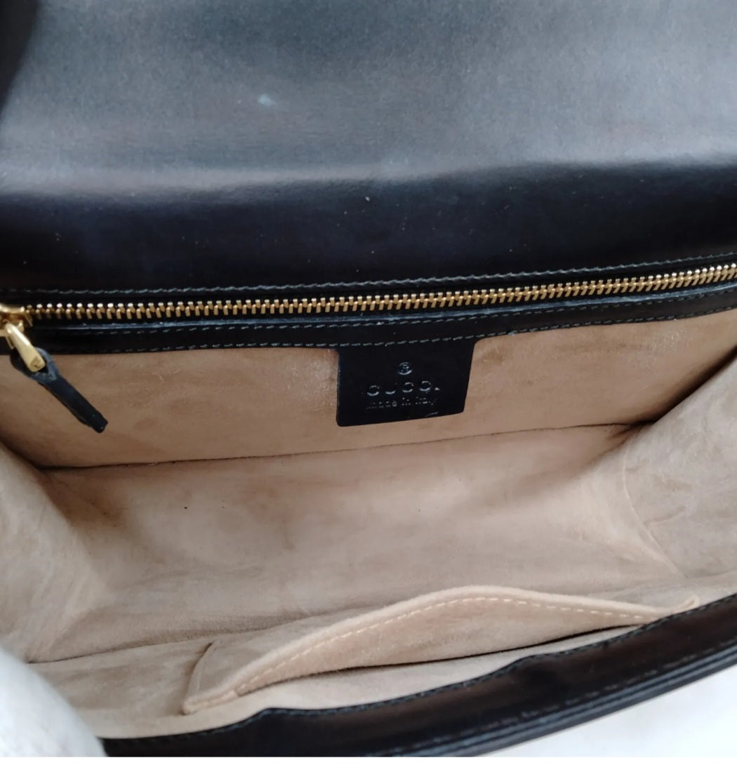 Preowned Vintage Gucci Shoulder Bag Sherry Line Black Leather